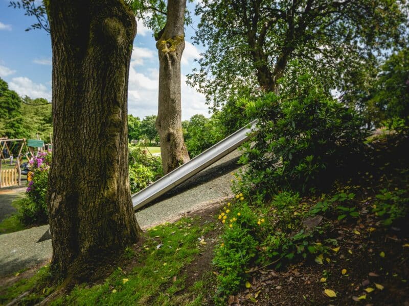 Slide built on the side of a hill